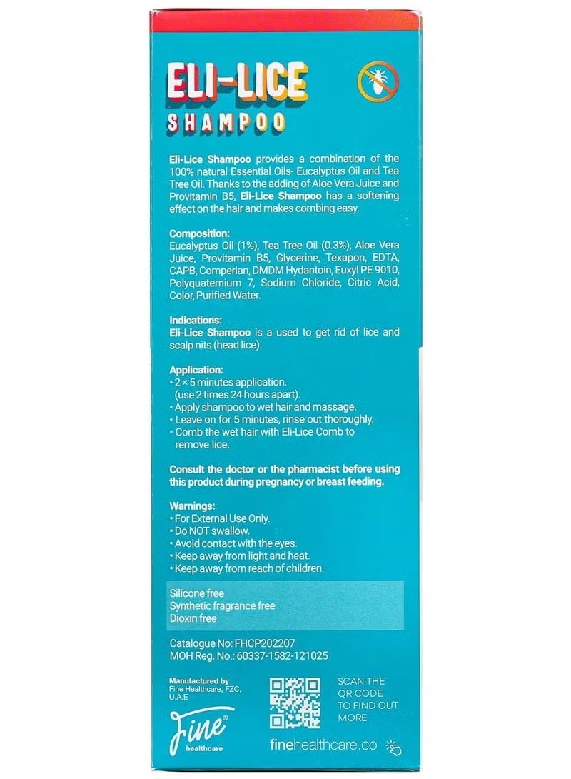 Fine Eli-Lice Anti Lice Shampoo with Comb 300ml - Image 2